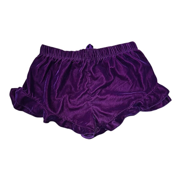 Victoria's Secret Purple Velvet Pajama Shorts with Ruffle Trim - Picture 3 of 4